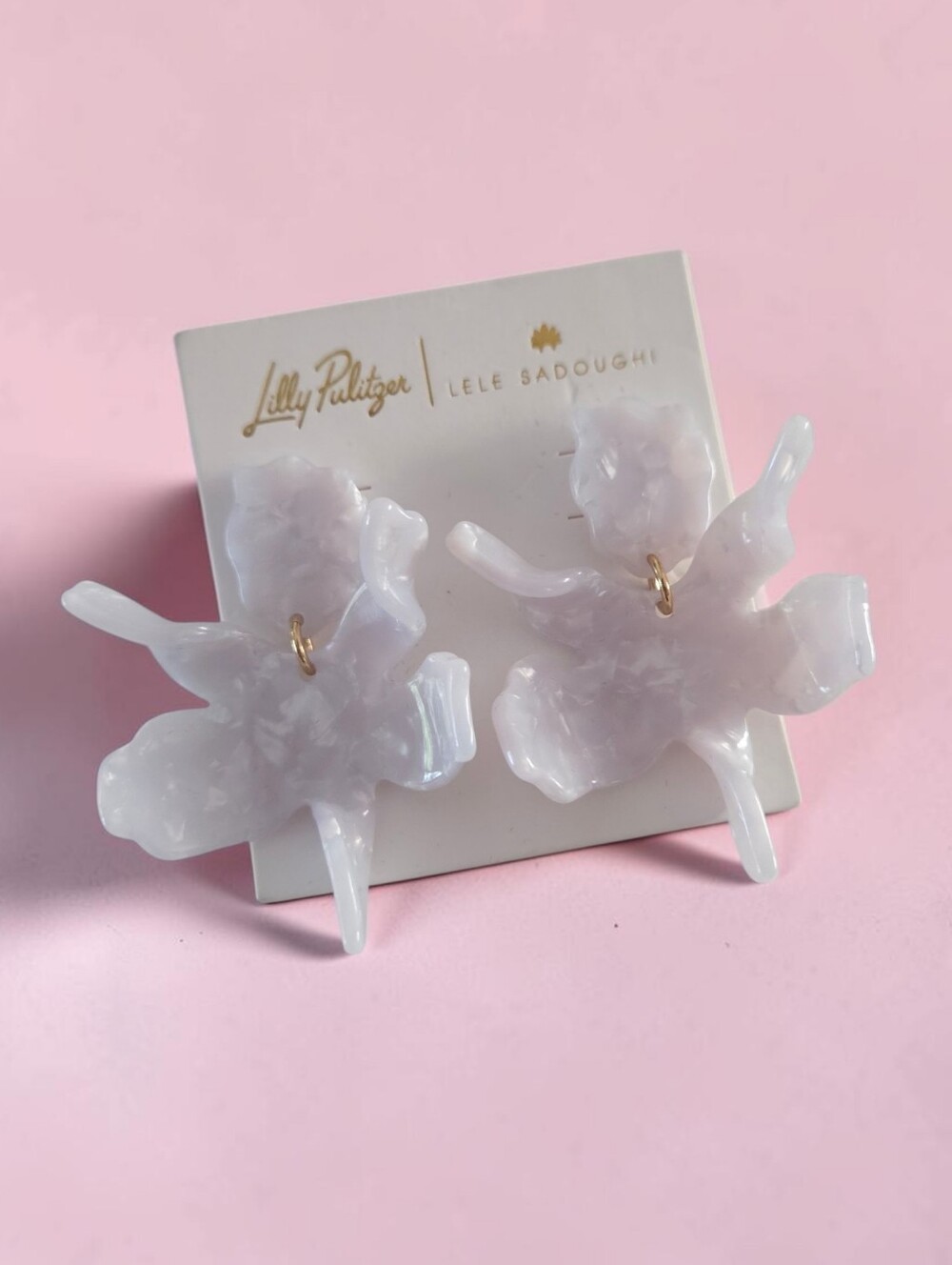 Lele Sadoughi X Lilly Pulitzer Small Paper Lily Earrings Resort White NWT